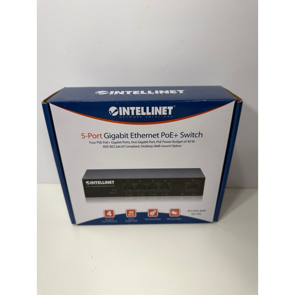 Intellinet 5-Port Gigabit Ethernet PoE+ Switch 40W 561792 IPS-05G-40W New
